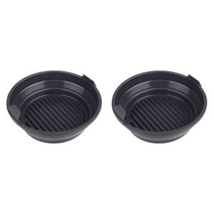 2PK Daily Bake Silicone Round Collapsible Air Fryer Basket 22cm - Charcoal