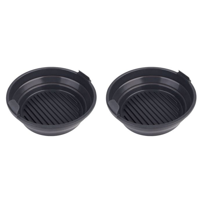 2PK Daily Bake Silicone Round Collapsible Air Fryer Basket 22cm - Charcoal