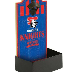 NRL Wall Bottle Opener with Catcher - Newcastle Knights - Gift