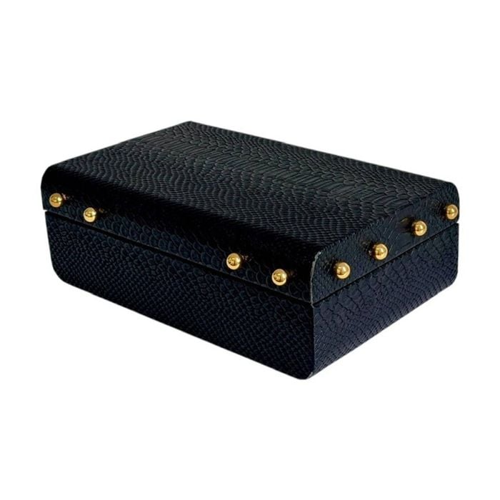 SS Collective Small Black & Gold Studded Decorative Home Decor Box 24x15x8cm