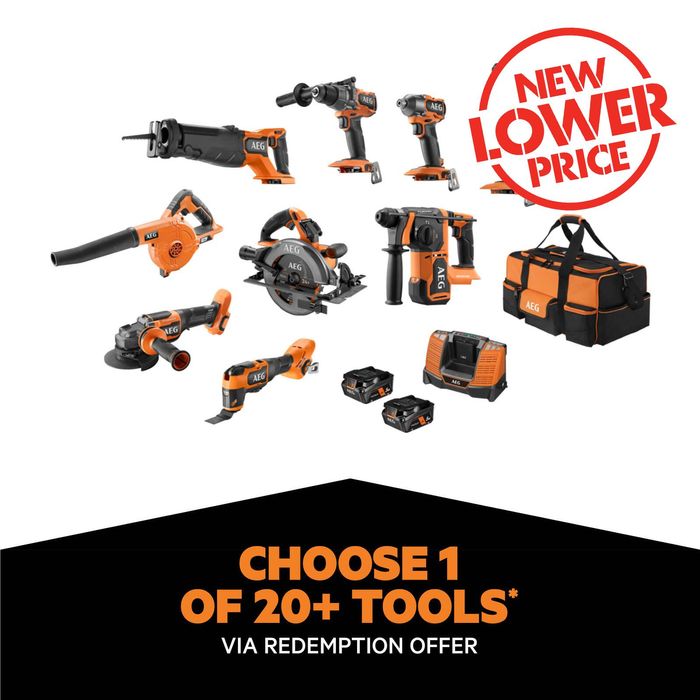 AEG 18V 9-Piece FUSION/Brushless 5.0Ah FORCE Kit