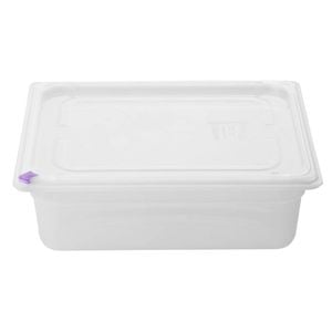 Hygiplas Click Food Storage Container With Lid And 7 Colour Clips 1/2 Gn 100mm 5.9l 4 Pack Commercial Kitchen Storage