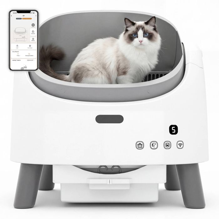 Advwin Self Cleaning Cat Litter Box With Litter Mat App Remote Control