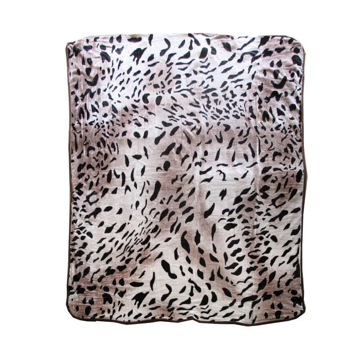 Bloomington 375gsm 1 Ply Animal Print Faux Mink Blanket Queen 200x240 cm Jaguar