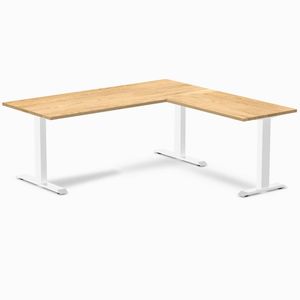 Desky Fixed Height Hardwood L-Shape Office Desk White Frame 180x175cm
