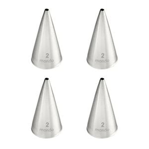 4x Mondo Stainless Steel #2 Round Piping Tip Icing Cake Decorating Nozzle Silver