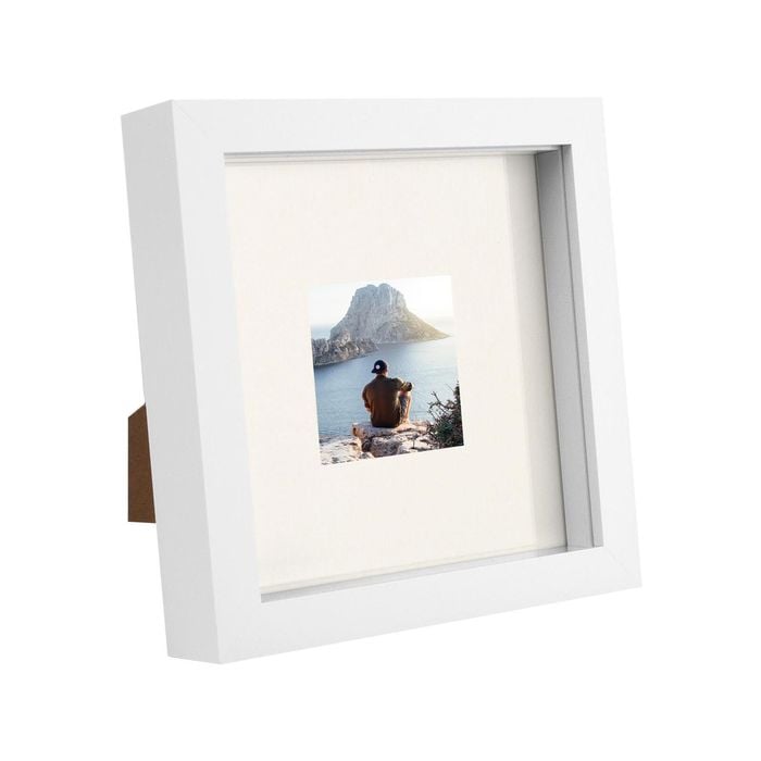 Nicola Spring 6" x 6" White 3D Box Photo Frame - 2" x 2" Mount