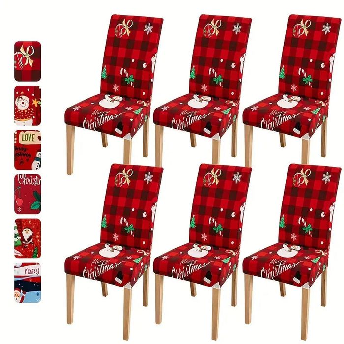 4-6pcs Fabric Christmas Chair Slipcovers