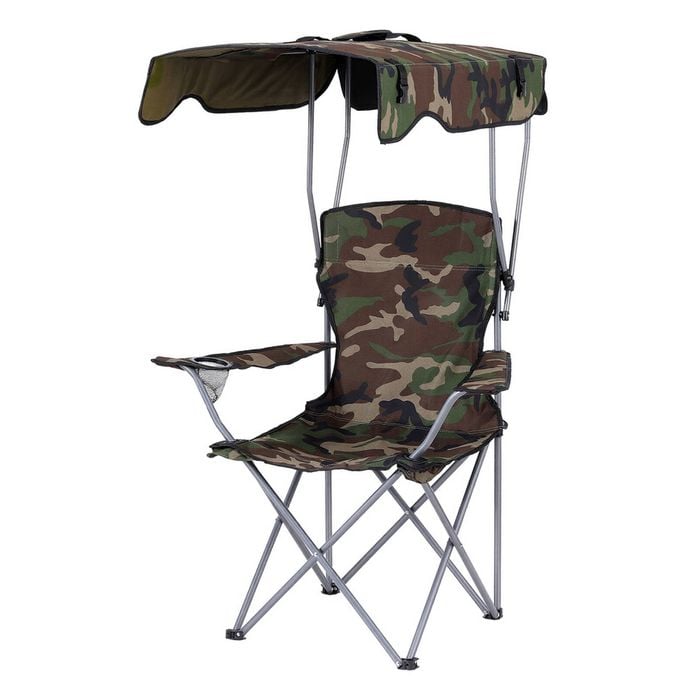 Weisshorn Camping Chair With Canopy Folding Outdoor Portable Seat Army Green