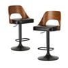 Oikiture 2x Bar Stools Swivel Gas Lift Leather Retro Black ARC