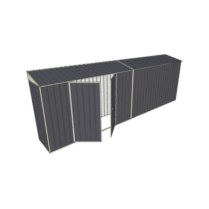 Build-a-Shed 0.8 x 6 x 2m Skillion Shed with Double Hinged Side Doors - Grey