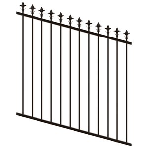 ProtectorAl 0350-1200W x 1200H Satin Black Spear Top Pool Fence Panel Raked Up to 15º - Black