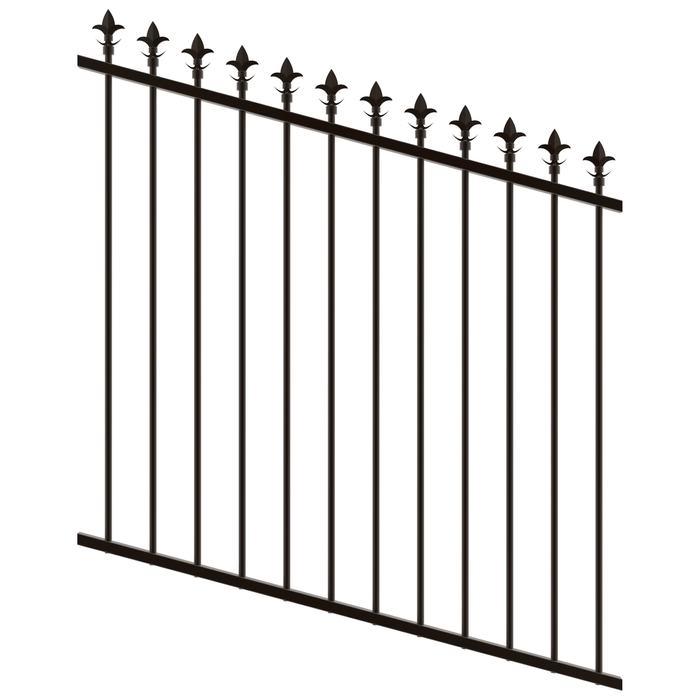 ProtectorAl 0350-1200W x 1200H Satin Black Spear Top Pool Fence Panel Raked Up to 15º - Black