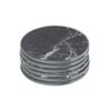 6x Round Glass Coasters - 10cm - Black Marble Effect - Tabletop Protection Mat Drink Coaster Decorative Dining Placemat