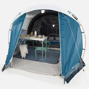 Decathlon | Camping Tent With Poles Arpenaz 4.1 F&b 4 Persons 1 Bedroom - One Size | White/blue | 8731616