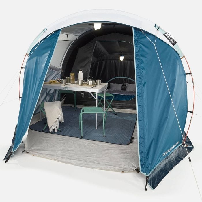 Decathlon | Camping Tent With Poles Arpenaz 4.1 F&b 4 Persons 1 Bedroom - One Size