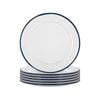 Argon Tableware 20cm Enamel Side Plates - Navy Rim - Set Of 6 - 8inch Small Dish Plates Metal Enamel Tableware Dinner Set