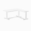 Desky Fixed Height White Melamine L-shape Office Desk 1500x1550mm White Frame