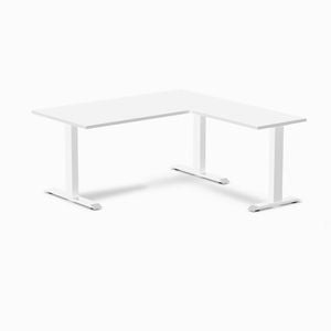 Desky Fixed Height White Melamine L-Shape Office Desk 1500x1550mm White Frame