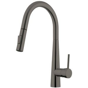 Foreno E-Steel Gooseneck Pulldown Sink Mixer Brushed Gunmetal
