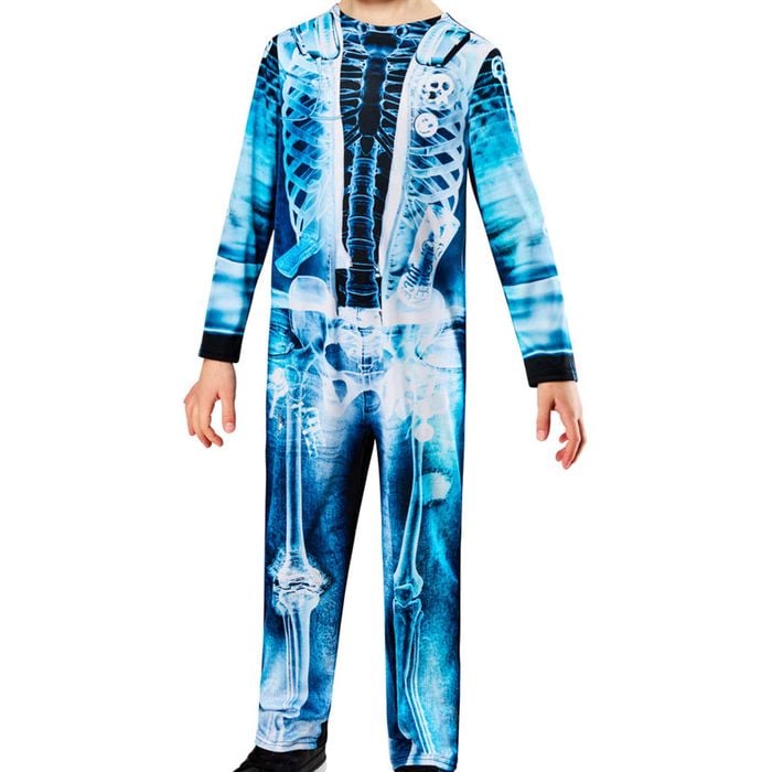 Neon Blue Boys X-ray Skeleton Halloween Costume - 7-8