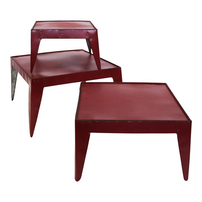 3pc Metal 30.5/25.5/20.5cm Display Stand/Table Storage Set Home/Room Decor Red