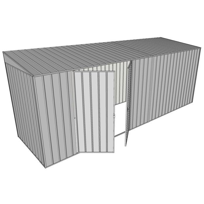 Build-a-Shed 1.5 x 5.2 x 2m Double Hinged Side Door Skillion Shed - Zinc