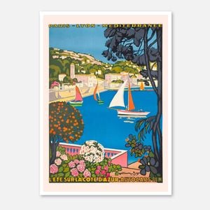 Galrie L'été Sur La Cote D'Azur - Vintage French Riviera Art Print by Roger Broders, Poster Only, 70 x 100cm (28 x 40inch)
