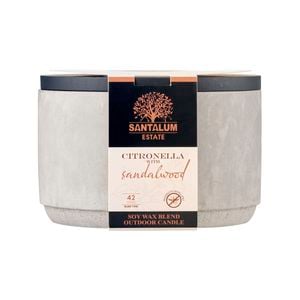 Santalum Estate Sandalwood Citronella Candle In Cement Grey Ceramic With Lid