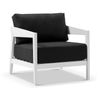 Bronte 1 Seater Outdoor Aluminium Lounge White & Denim Grey Cushions