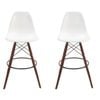 SK Designer Living | Pack of 2 | Replica Eames DSW Stool | Plastic & Walnut - White