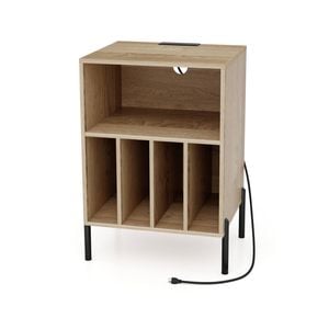 Costway Turntable Stand Record Player Stand W/power Outlet Home Office Natural