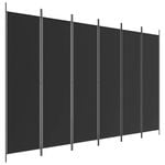 vidaXL 6-Panel Room Divider Black Fabric Privacy Screen Room Separator Folding