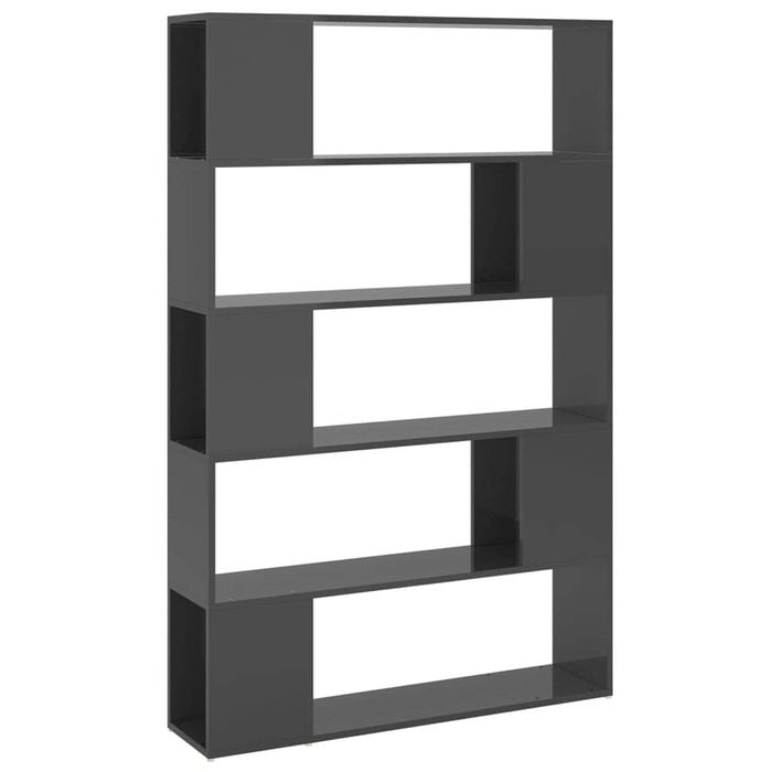 vidaXL Book Cabinet Room Divider High Gloss Grey Engineered Wood Shelf Rack