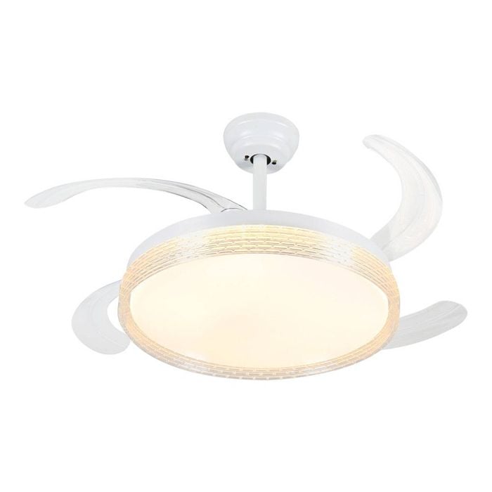 Windora Liora 42" White Weave Ceiling Light with DC Ceiling Fan & 3CCT LED Remote Control