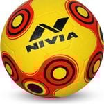 Nivia SPINNER Football (Yellow/Red, Size 5) | Machine Stitched | 32 Panel | Hobby Playing Ball | Soccer Ball | England