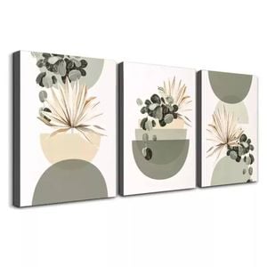 3 Set of Modern Botanical & Geometric Art Print 100% Australian Made 3 x 40x60cm  (Stretched)