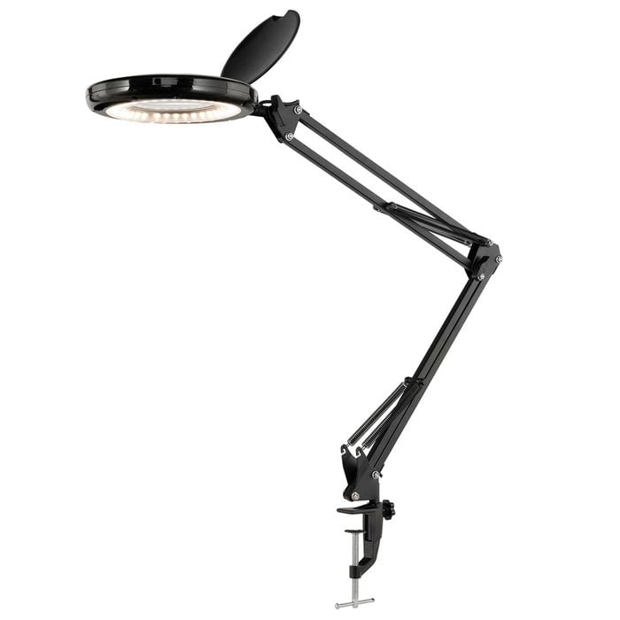 Brilliant 78cm Black Spy Fully Adjustable Magnifying LED Clamp Lamp