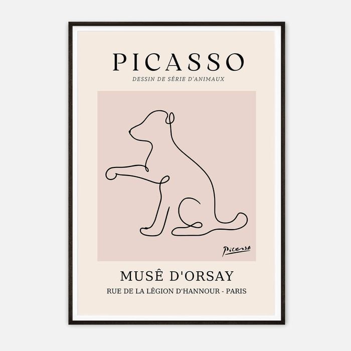 Galrie Elegant Minimalist Picasso Animal Series Drawing Art Print for Home Decor, Black Frame, A0 84 x 119cm (33 x 47inch)