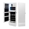 Costway 120cm Mirror Jewelry Box Wall Mounted W/shelf & 3-color Led White