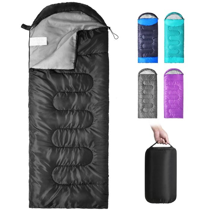 Advwin Camping Sleeping Bag for Adults Boys and Girls Lightweight Backpacking 3 Season Warm Weather Waterproof Black