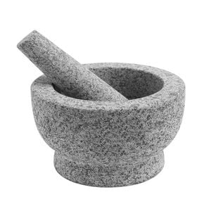 Classica Solid Granite Mortar & Pestle Spice Herb Pounder Crusher 15x8.5cm Grey