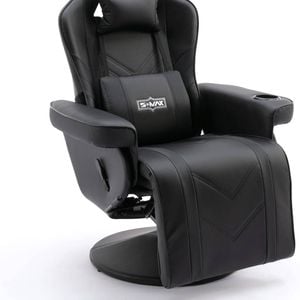 S*max Gaming Recliner Chair With Flip-up Footrest In Black Pu Leather – Fixed Height Swivel Base