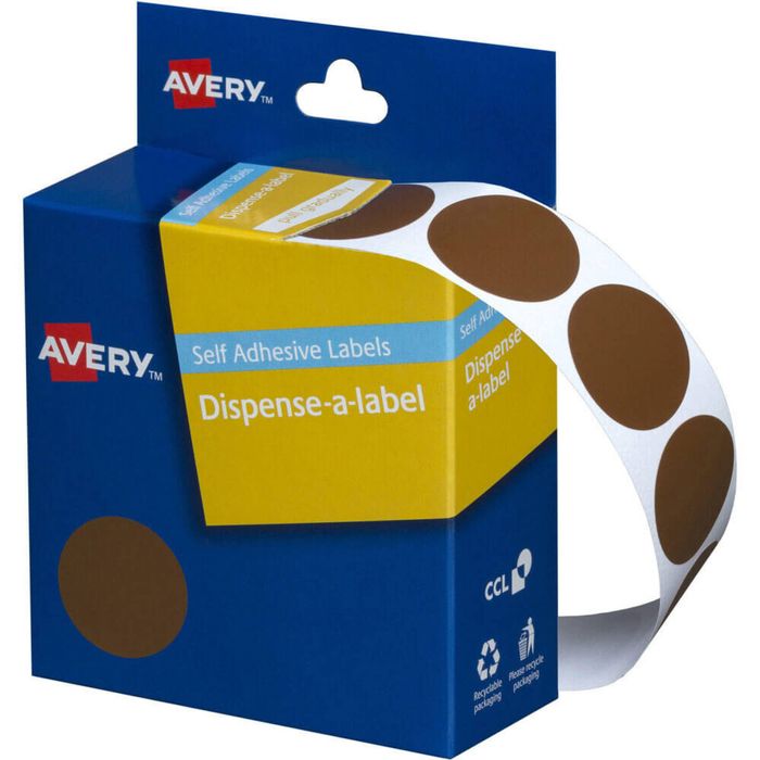Avery Self-Adhesive Dot Labels 24mm (500pcs) (Brown)