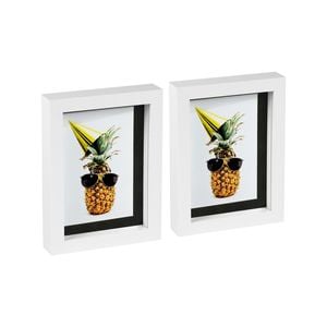 Nicola Spring 5" x 7" White 3D Box Photo Frames - 4" x 6" Mount - Pack of 2