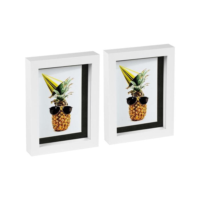 Nicola Spring 5" X 7" White 3d Box Photo Frames - 4" X 6" Mount - Pack Of 2