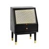 MIUZ Black Solid Oak Wood Bedside Table Side Storage End Table Shelf Nightstand