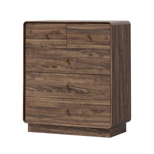 Oikiture 5 Chest Of Drawers Tallboy Dresser Storage Bedroom Living Room Walnut