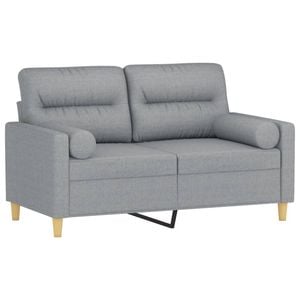 vidaXL 2-Seater Sofa with Throw Pillows Loveseat Settee Couch Light Grey Fabric