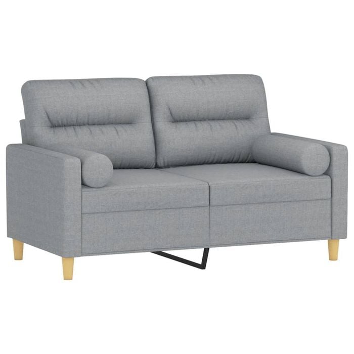 vidaXL 2-Seater Sofa with Throw Pillows Loveseat Settee Couch Light Grey Fabric